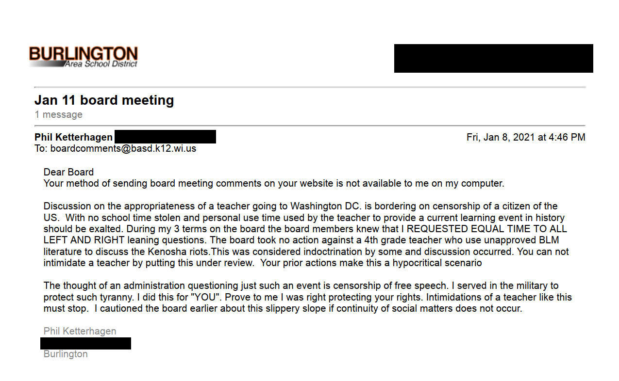 Community comment regarding Jeff Taff investigation/suspension